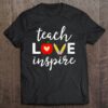 Womens Teacher Shirt Teach Love Inspire First Day Of School Tshirt V-Neck