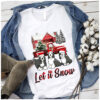 Let It Snow Bearded Collie Christmas T Shirt 100% Cotton