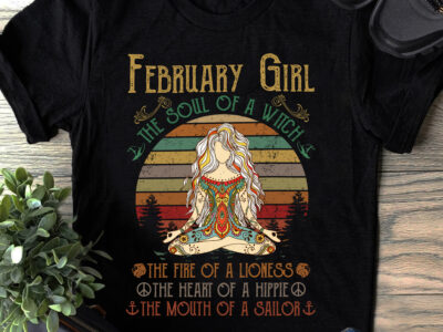 Vintage Yoga February Girl Shirt The Soul Of A Witch