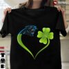 New Official Irish St Patrick Day Shamrock Heart Football Team Carolina Panther T Shirt