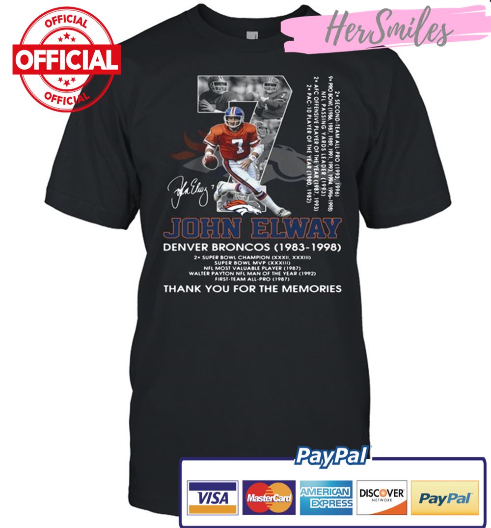 07 John Elway Denver Broncos 1983 1998 thank you for the memories signature shirt