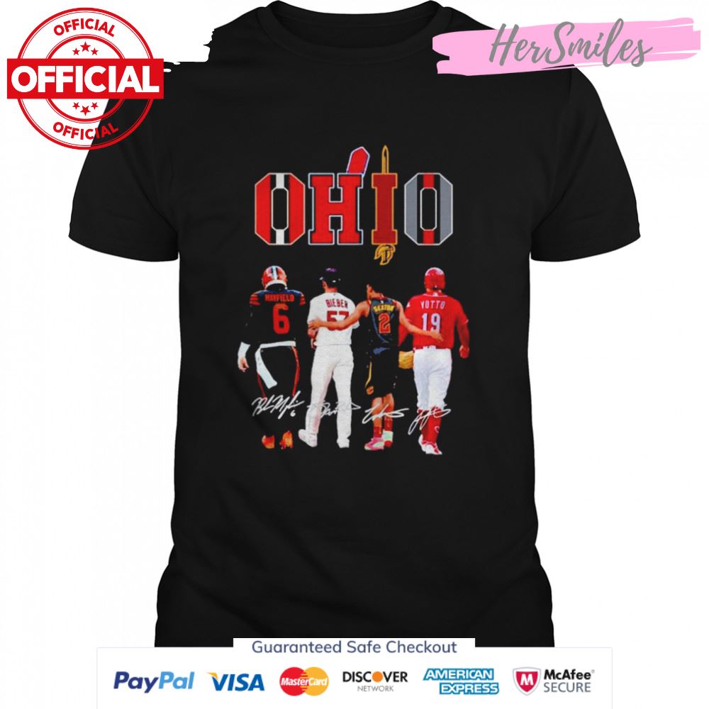 Ohio Sports Teams Mayfield Bieber Sexton Votto signatures shirt