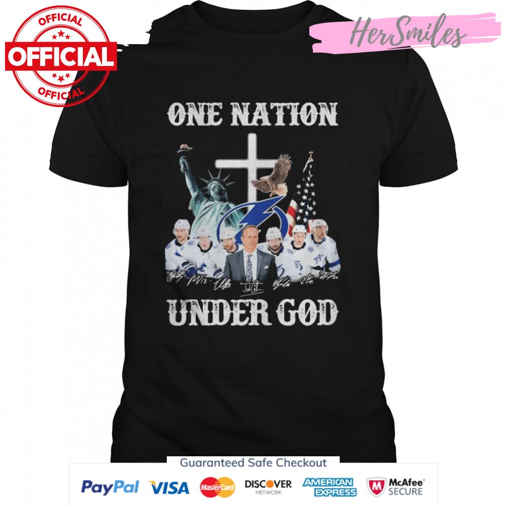 Tampa Bay Lightning Team One Nation Under God Signatures T-Shirt