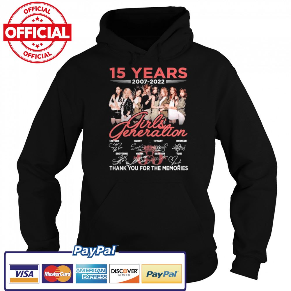 15 years 2007-2022 Girls Generation signatures thank you for the memories shirt 15 years 2007-2022 Girls Generation signatures thank you for the memories shirt