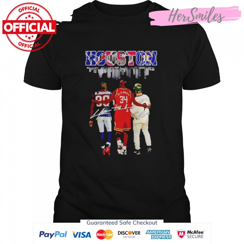 Houston Sports Teams A Johnson Olajuwon Biggie Signatures shirt