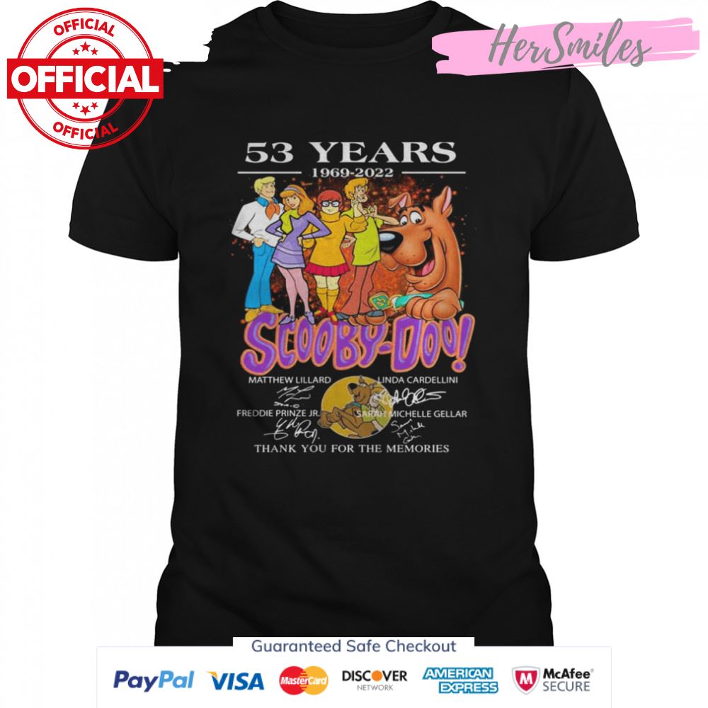 Scooby-Doo 53 Years 1969 2022 Signatures Thank You For The Memories T-Shirt