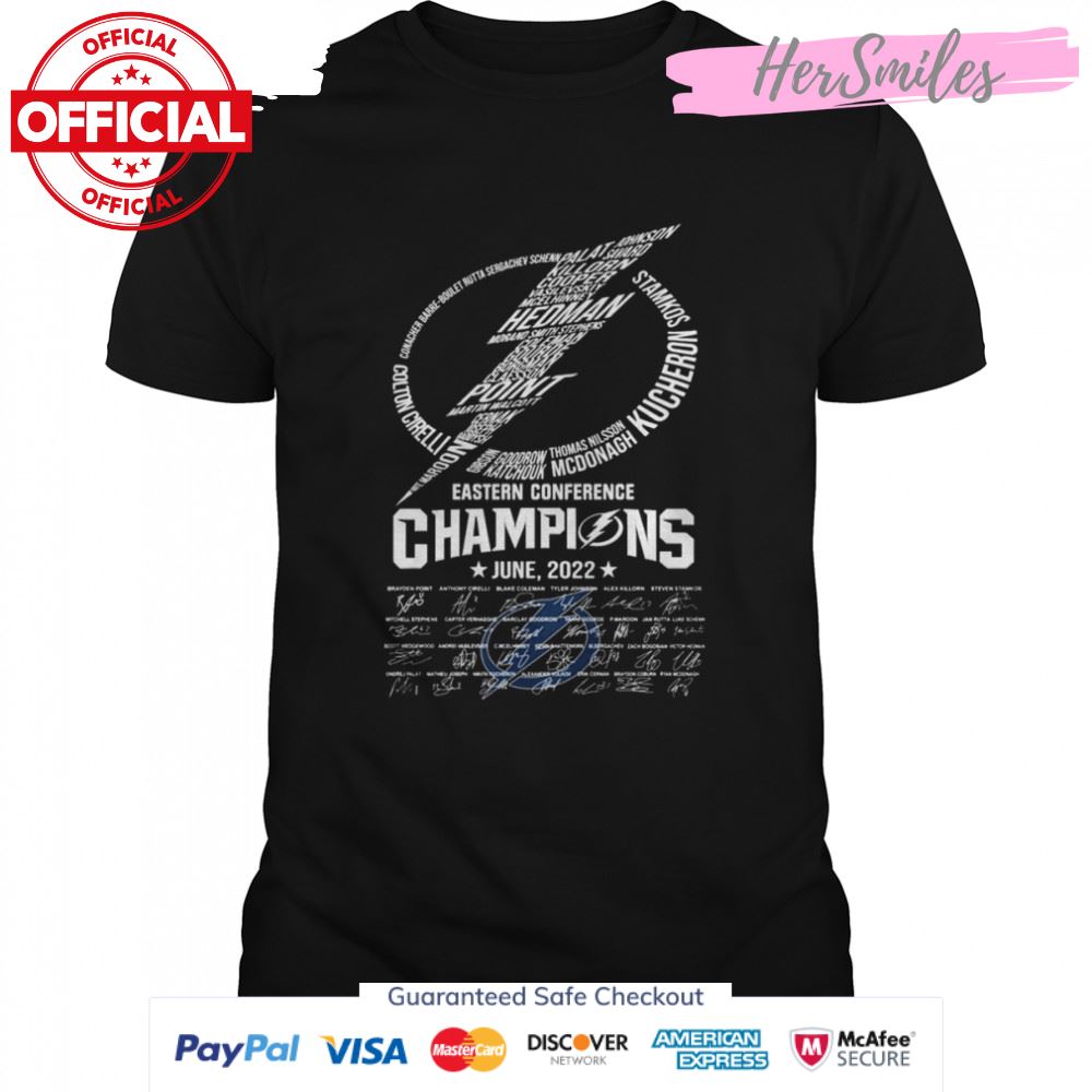 Tampa Bay Lightning Eastern Conference Champions June, 2022 Signatures Shirt