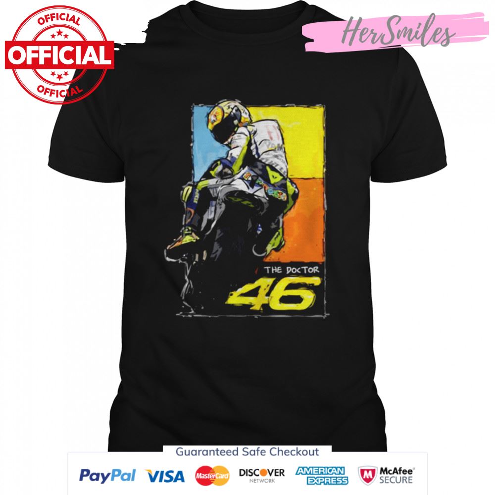 Retirement Hand Signature The Doctor 46 Original Active Valentino Rossi Motorbike Racing shirt