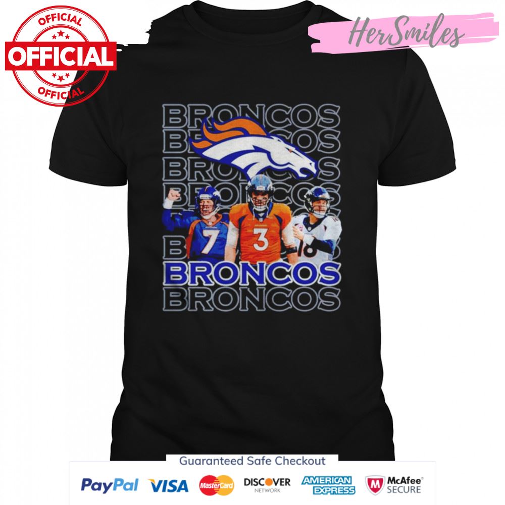 Denver Broncos Drew Lock Elaway Peyton Manning signatures shirt