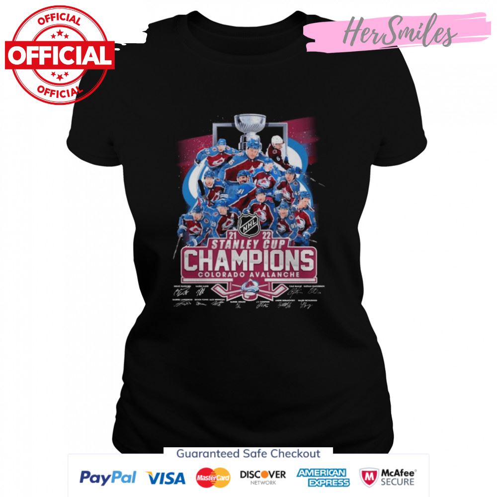 2021-2022 Stanley Cup Champions Colorado Avalanche Signatures Hockey Shirt