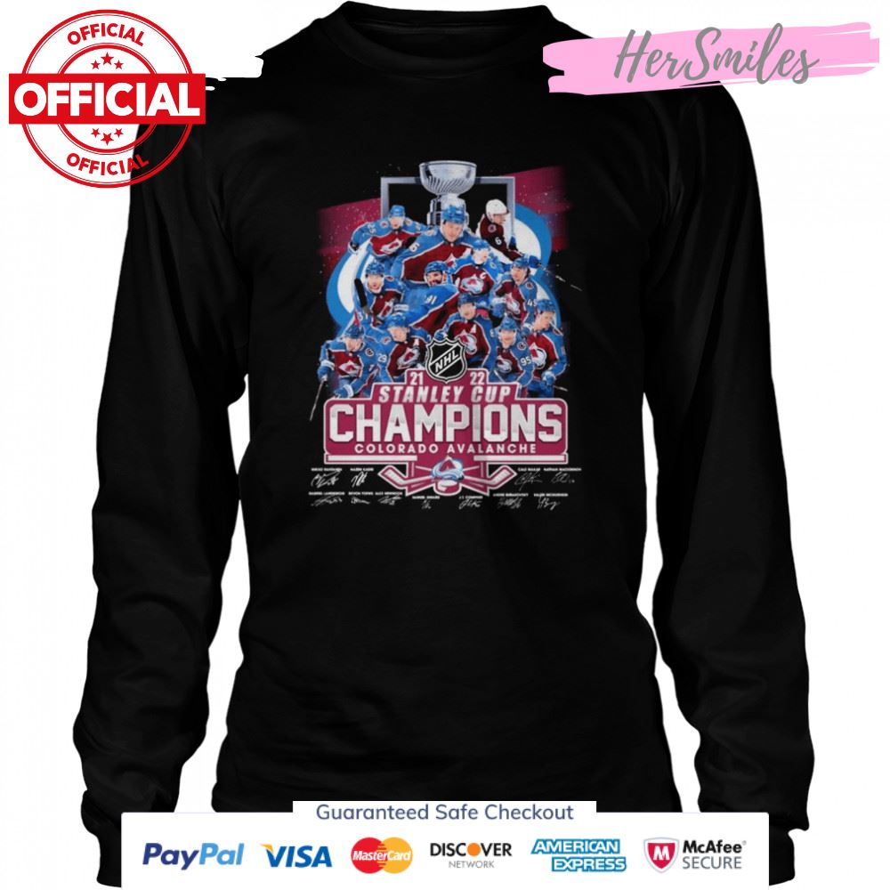2021-2022 Stanley Cup Champions Colorado Avalanche Signatures Hockey Shirt 2021-2022 Stanley Cup Champions Colorado Avalanche Signatures Hockey Shirt