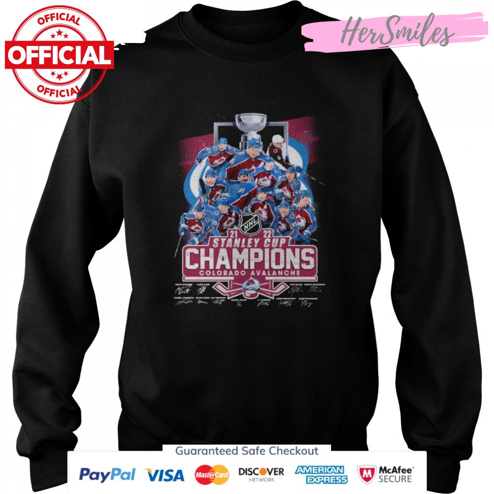2021-2022 Stanley Cup Champions Colorado Avalanche Signatures Hockey Shirt 2021-2022 Stanley Cup Champions Colorado Avalanche Signatures Hockey Shirt