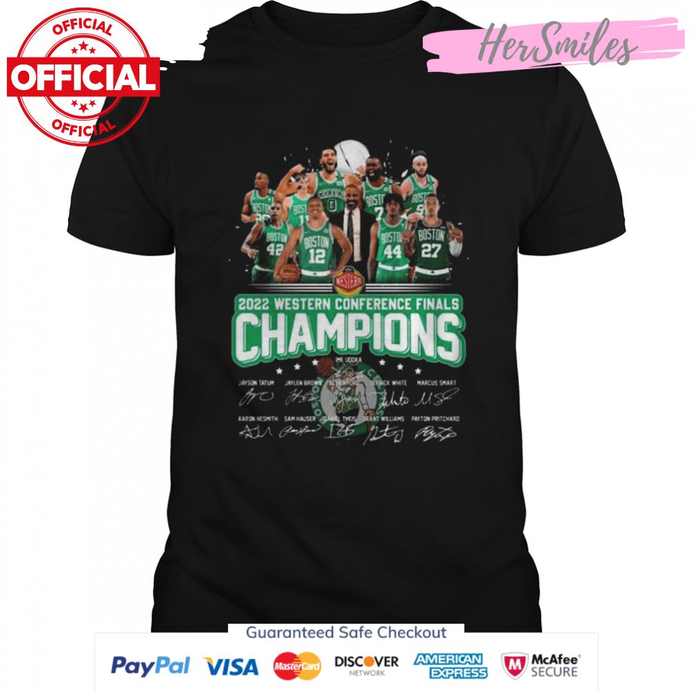 2022 Western Conference Finals Champions Boston Celtics NBA Team Signatures Shirt