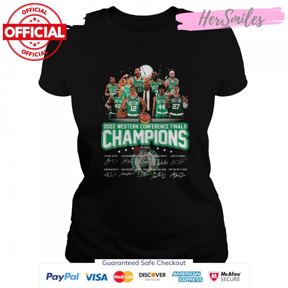 2022 Western Conference Finals Champions Boston Celtics NBA Team Signatures Shirt