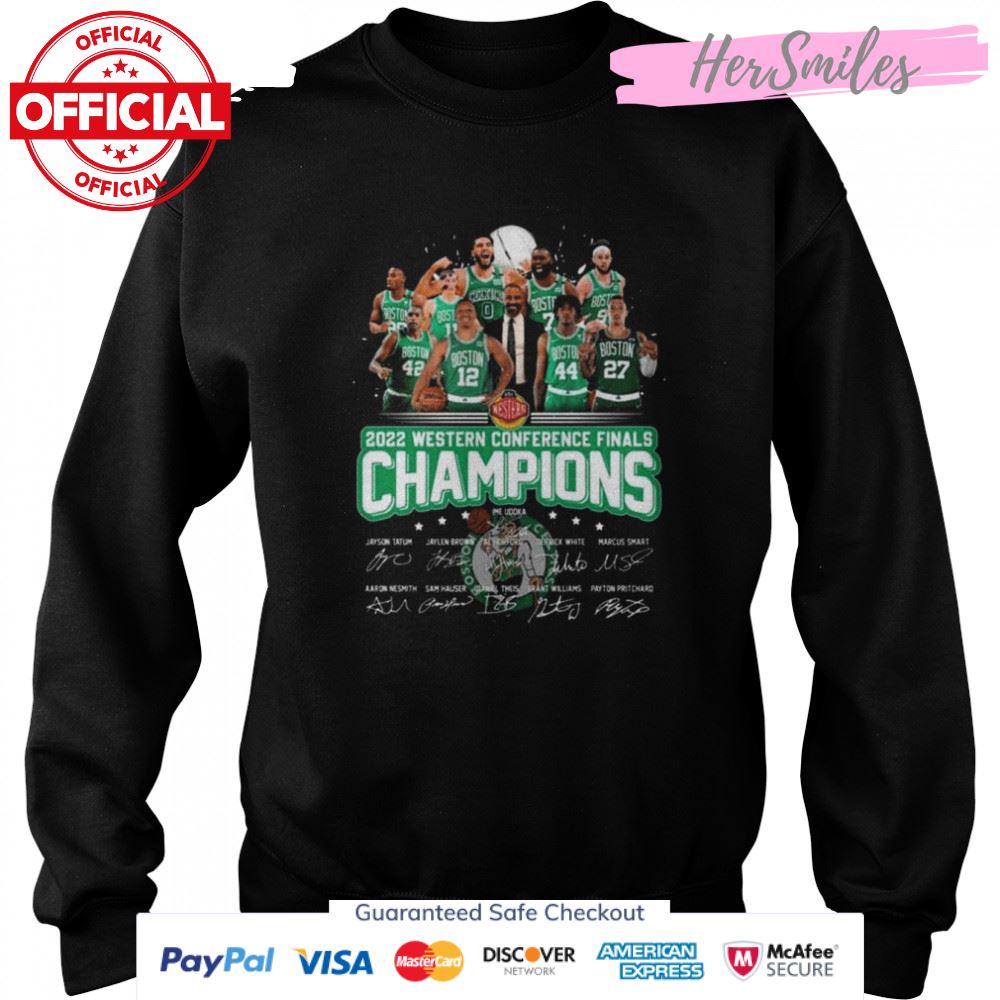 2022 Western Conference Finals Champions Boston Celtics NBA Team Signatures Shirt 2022 Western Conference Finals Champions Boston Celtics NBA Team Signatures Shirt