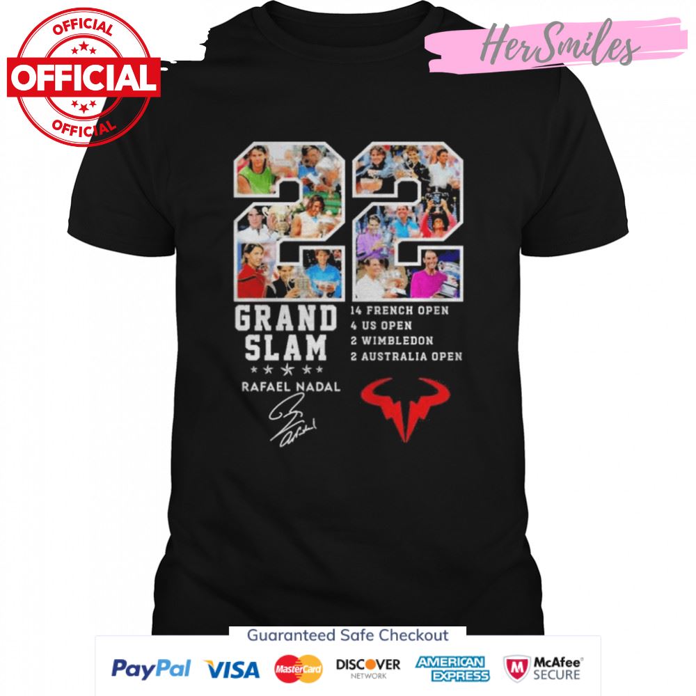 22 Grand Slam Rafael Nadal Signature 14 French Open 4 US Open 2 Wimbledon 2 Australia Open Shirt