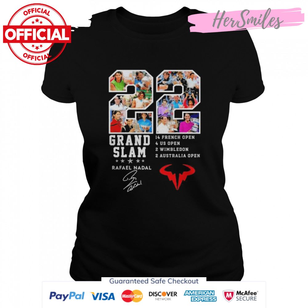 22 Grand Slam Rafael Nadal Signature 14 French Open 4 US Open 2 Wimbledon 2 Australia Open Shirt