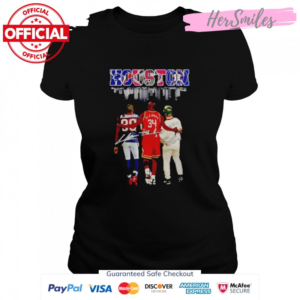 Houston Sports Teams A Johnson Olajuwon Biggie Signatures shirt