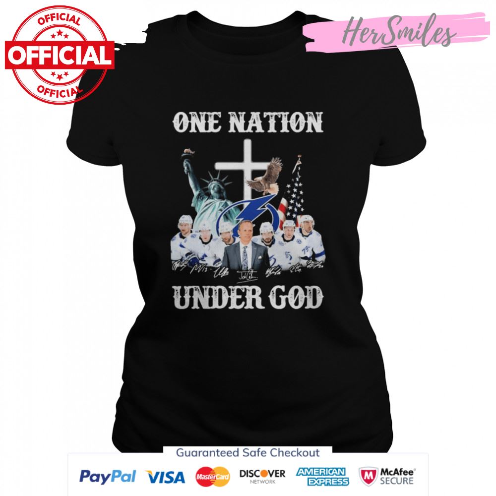 Tampa Bay Lightning Team One Nation Under God Signatures T-Shirt