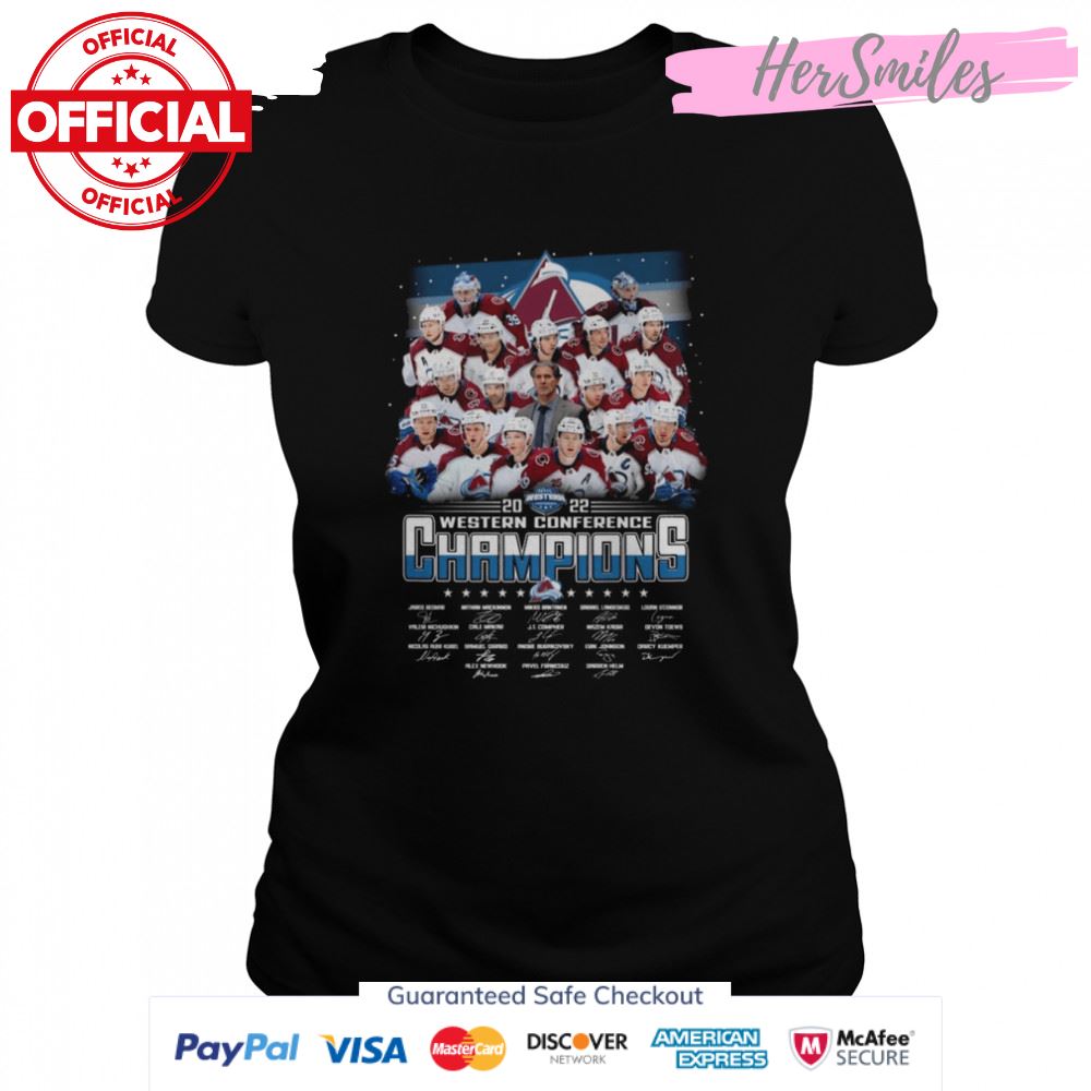 2022 Western Conference Champions Colorado Avalanche Hockey Team Signatures Shirt