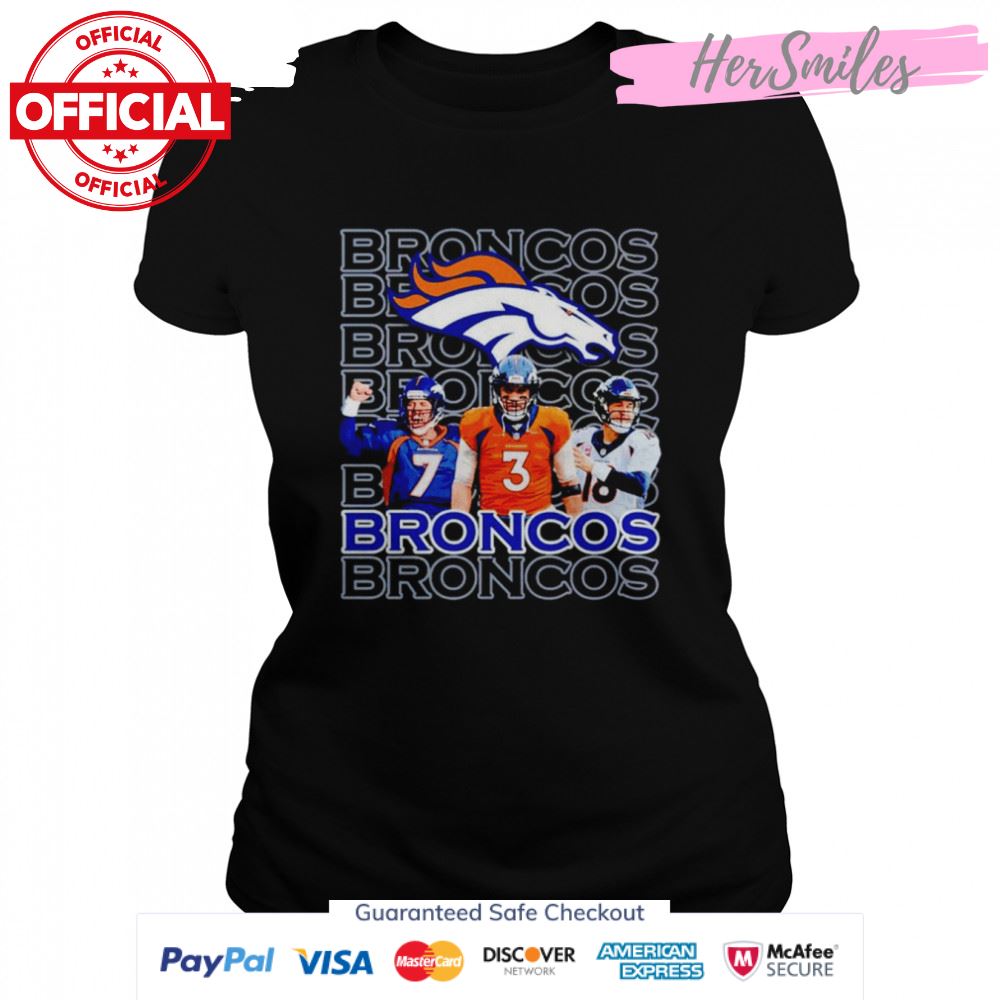 Denver Broncos Drew Lock Elaway Peyton Manning signatures shirt