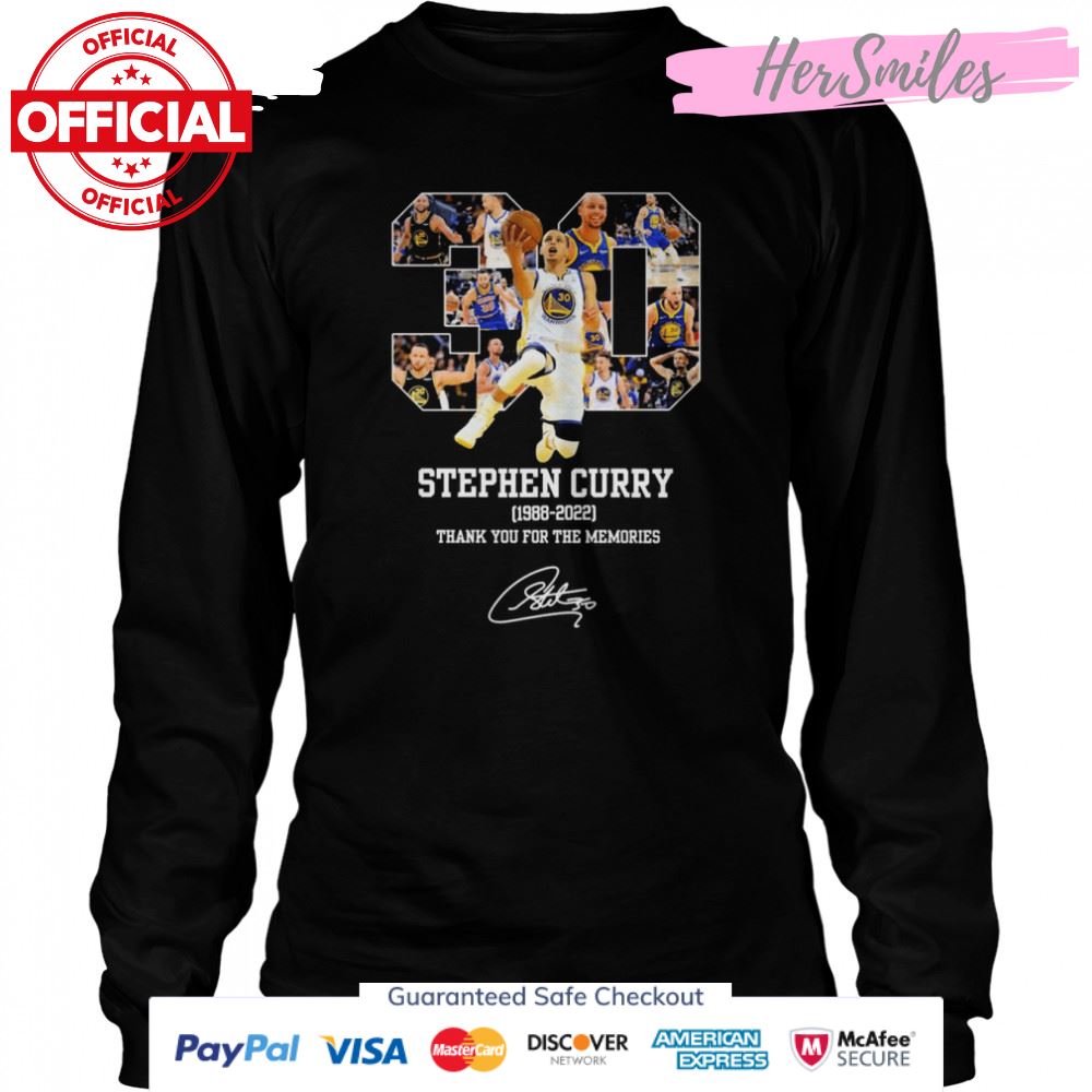 30 Stephen Curry 1988-2022 Signatures Thank You For The Memories Shirt 30 Stephen Curry 1988-2022 Signatures Thank You For The Memories Shirt