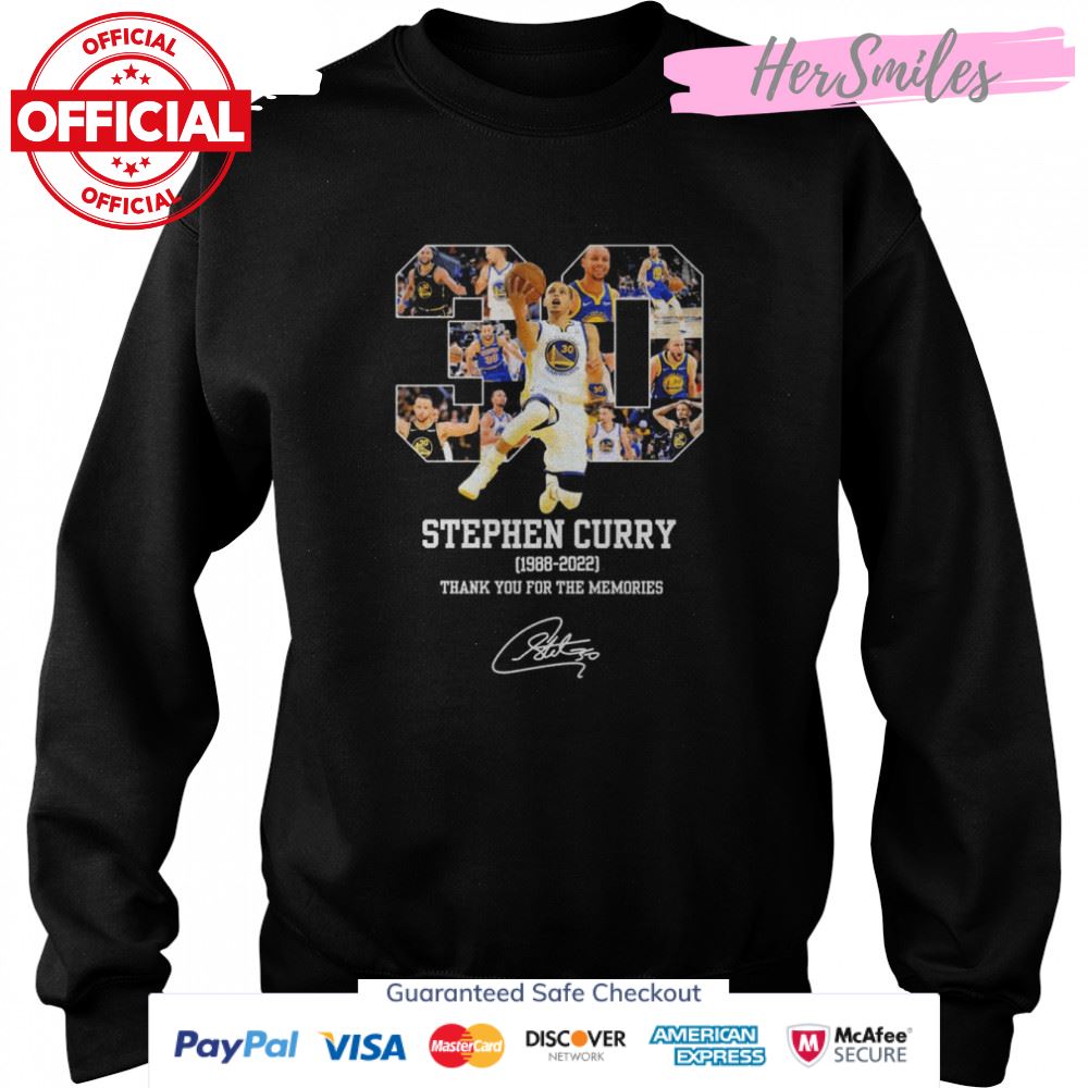 30 Stephen Curry 1988-2022 Signatures Thank You For The Memories Shirt 30 Stephen Curry 1988-2022 Signatures Thank You For The Memories Shirt