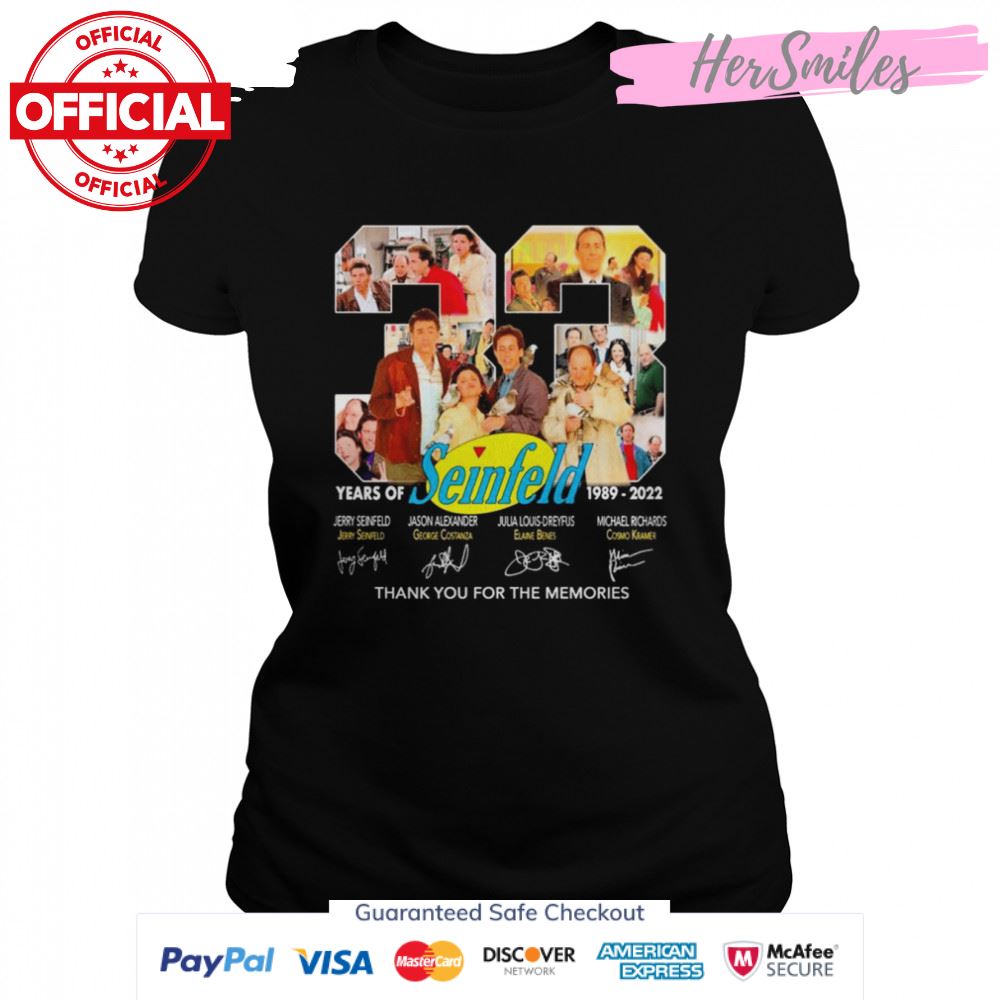 33 Years Of Seinfeld 1989-2022 Signatures Thank You For The Memories T-Shirt