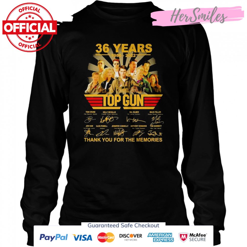 36 years 1986 2022 Top Gun Tom Cruise and Kelly Mcgillis Val Kilmer signatures shirt 36 years 1986 2022 Top Gun Tom Cruise and Kelly Mcgillis Val Kilmer signatures shirt