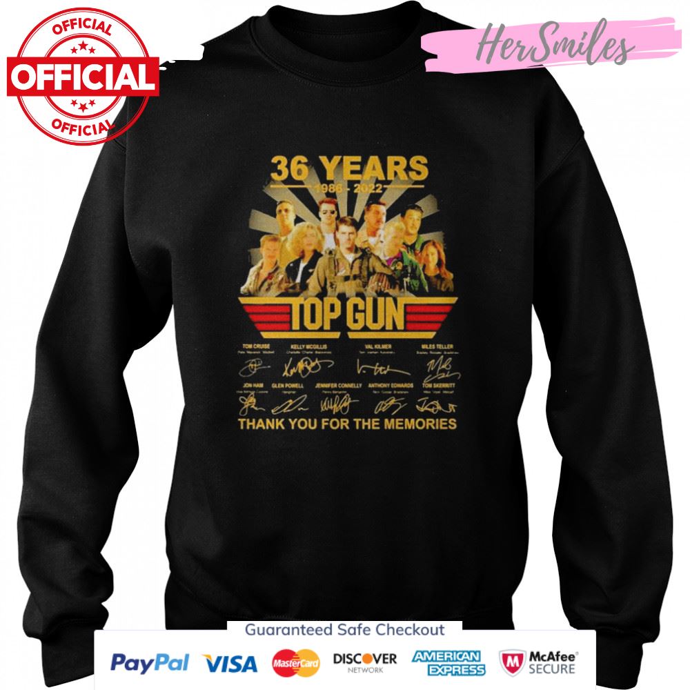 36 years 1986 2022 Top Gun Tom Cruise and Kelly Mcgillis Val Kilmer signatures shirt 36 years 1986 2022 Top Gun Tom Cruise and Kelly Mcgillis Val Kilmer signatures shirt