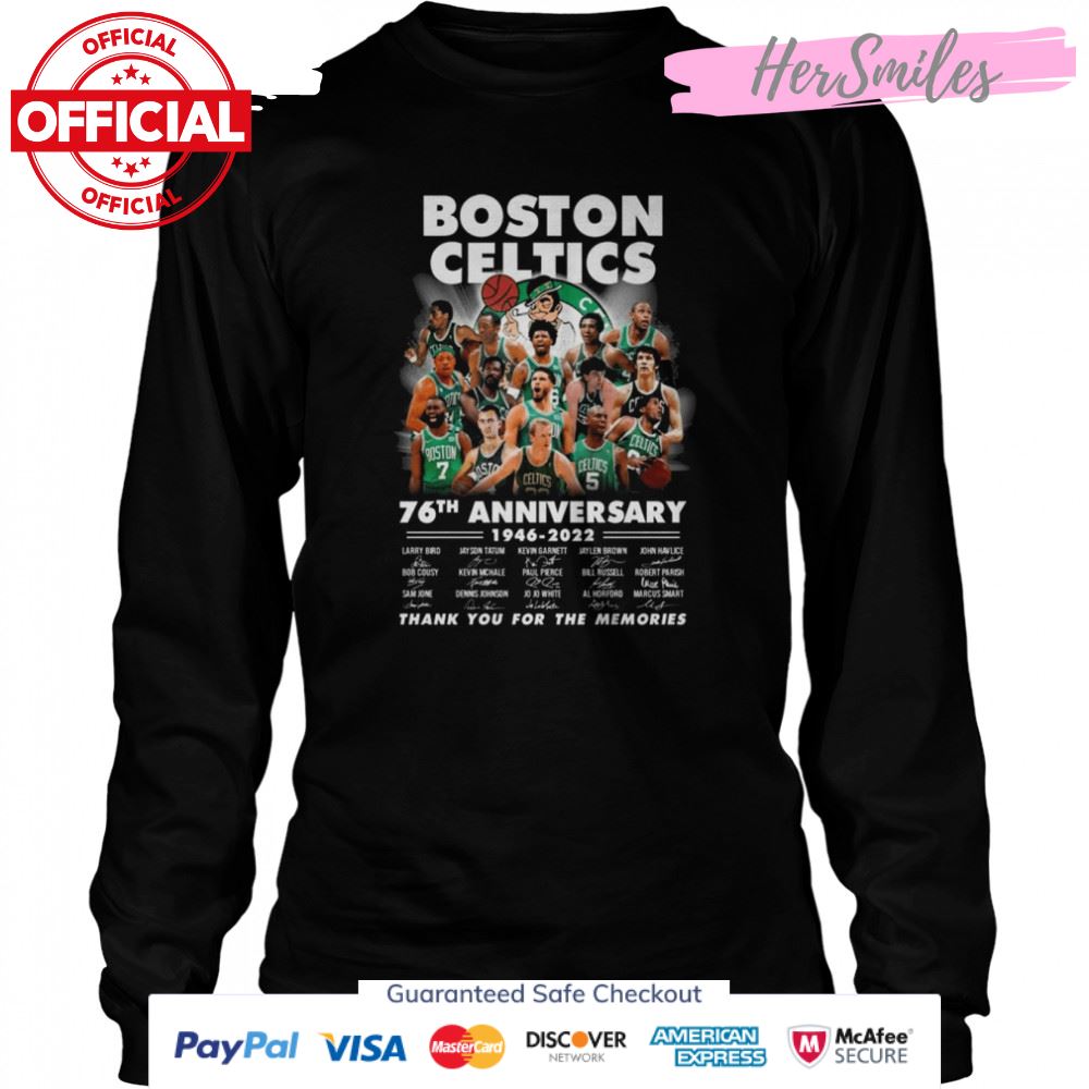 76th Anniversary Of Boston Celtics 1946 2022 Signatures Thank You For The Memories Shirt 76th Anniversary Of Boston Celtics 1946 2022 Signatures Thank You For The Memories Shirt