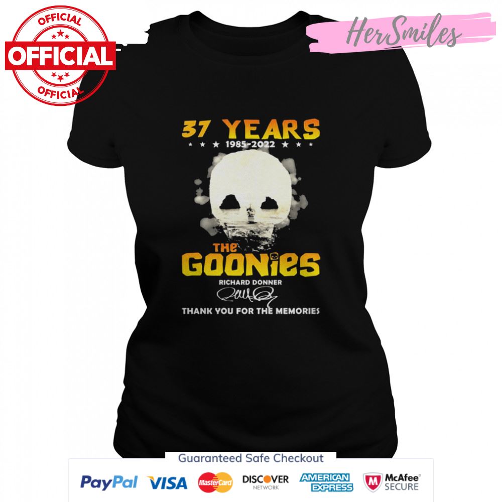 37 Years 1985 2022 The Goonies Richard Donner Signatures Thank You For The Memories Shirt