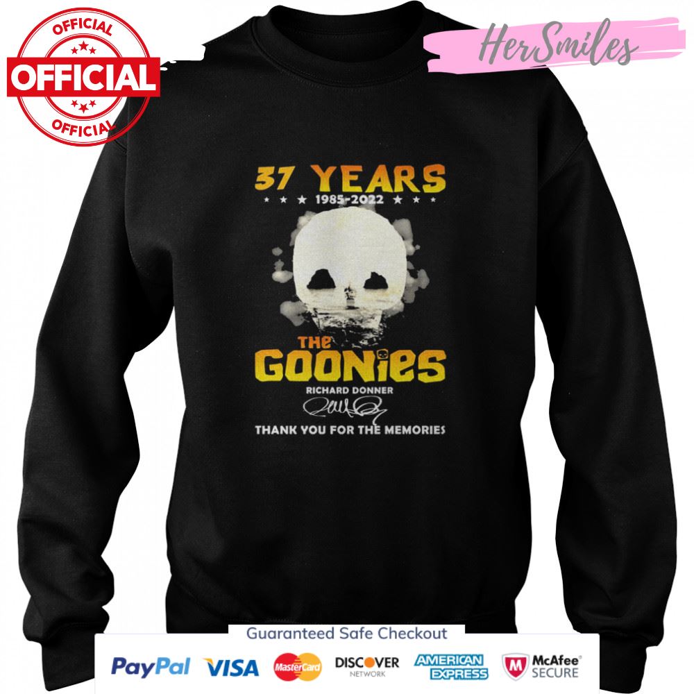 37 Years 1985 2022 The Goonies Richard Donner Signatures Thank You For The Memories Shirt 37 Years 1985 2022 The Goonies Richard Donner Signatures Thank You For The Memories Shirt