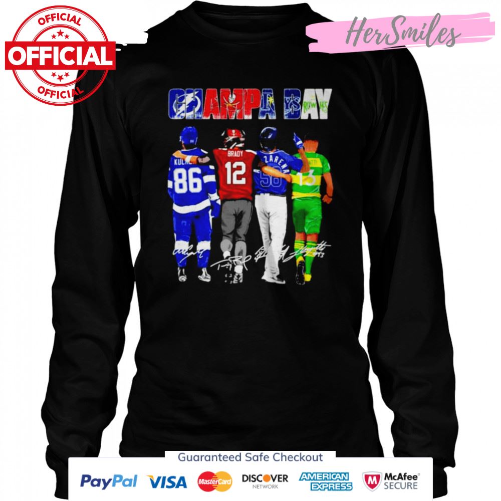 Champa Bay Nikita Kucherov Tom Brady Randy Arozarena and Sebastián Guenzatti signatures shirt Champa Bay Nikita Kucherov Tom Brady Randy Arozarena and Sebastián Guenzatti signatures shirt