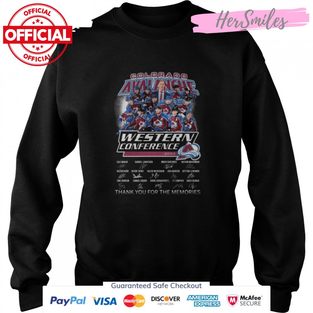 Colorado Avalanche NHL Western Conference 2022 Signatures Thank You For The Memories Shirt Colorado Avalanche NHL Western Conference 2022 Signatures Thank You For The Memories Shirt