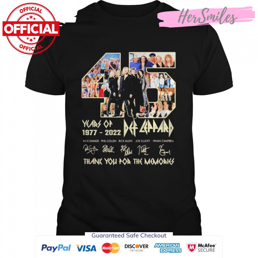 45 Years Of 1977 2022 Def Leppard Phil Collen Rick Allen Joe Elliott Signatures Shirt