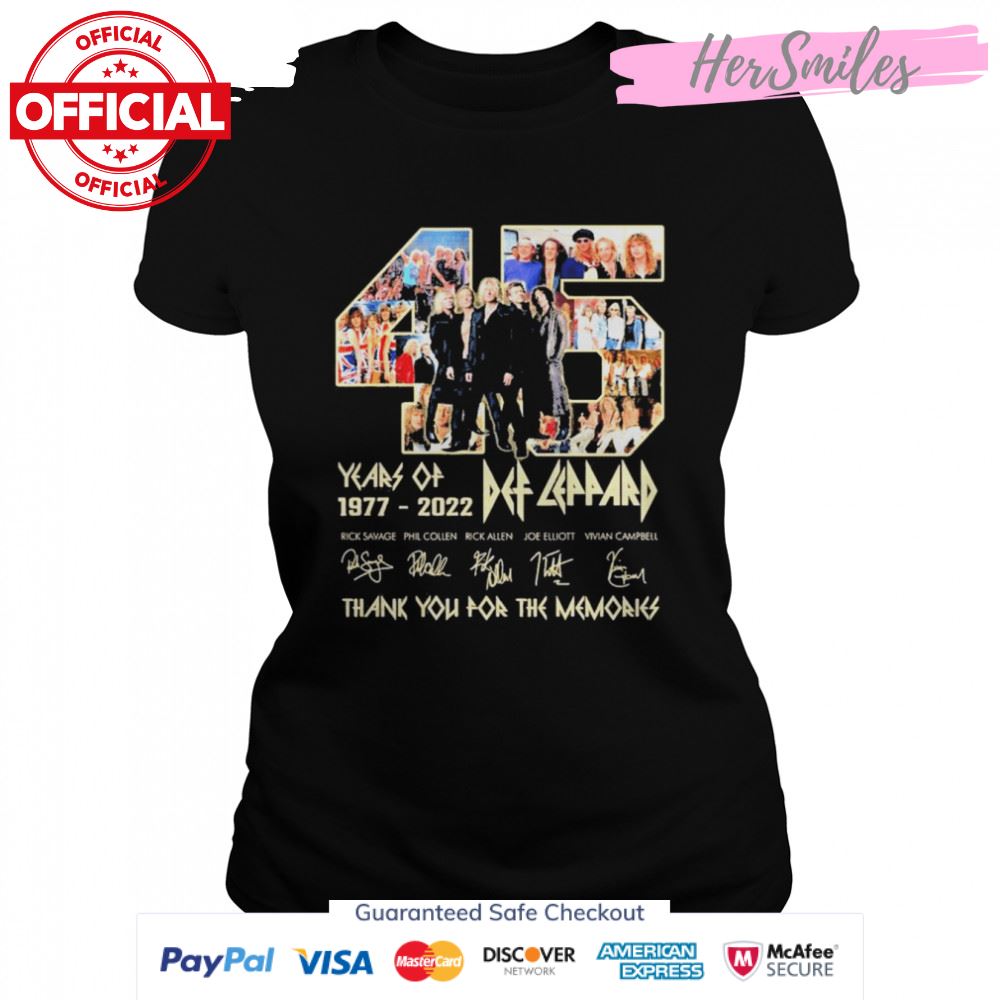 45 Years Of 1977 2022 Def Leppard Phil Collen Rick Allen Joe Elliott Signatures Shirt