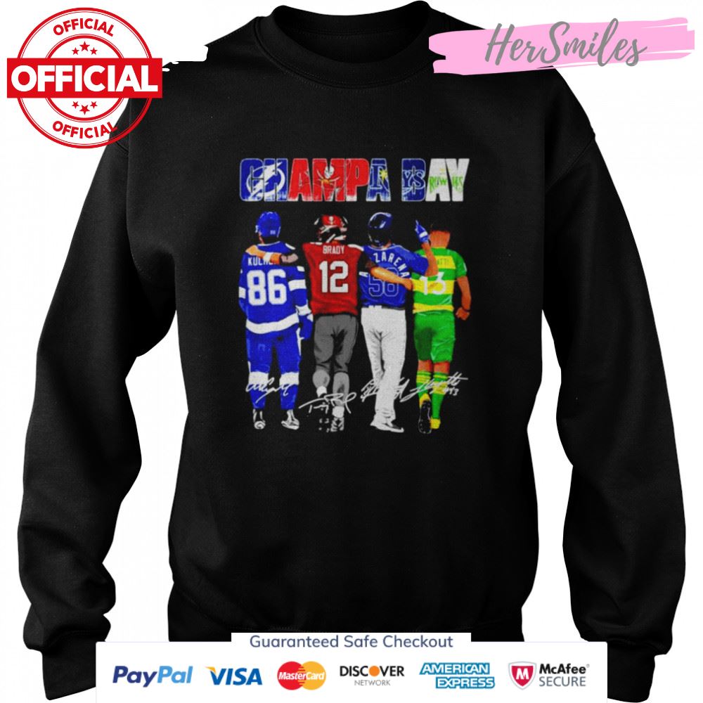 Champa Bay Nikita Kucherov Tom Brady Randy Arozarena and Sebastián Guenzatti signatures shirt Champa Bay Nikita Kucherov Tom Brady Randy Arozarena and Sebastián Guenzatti signatures shirt