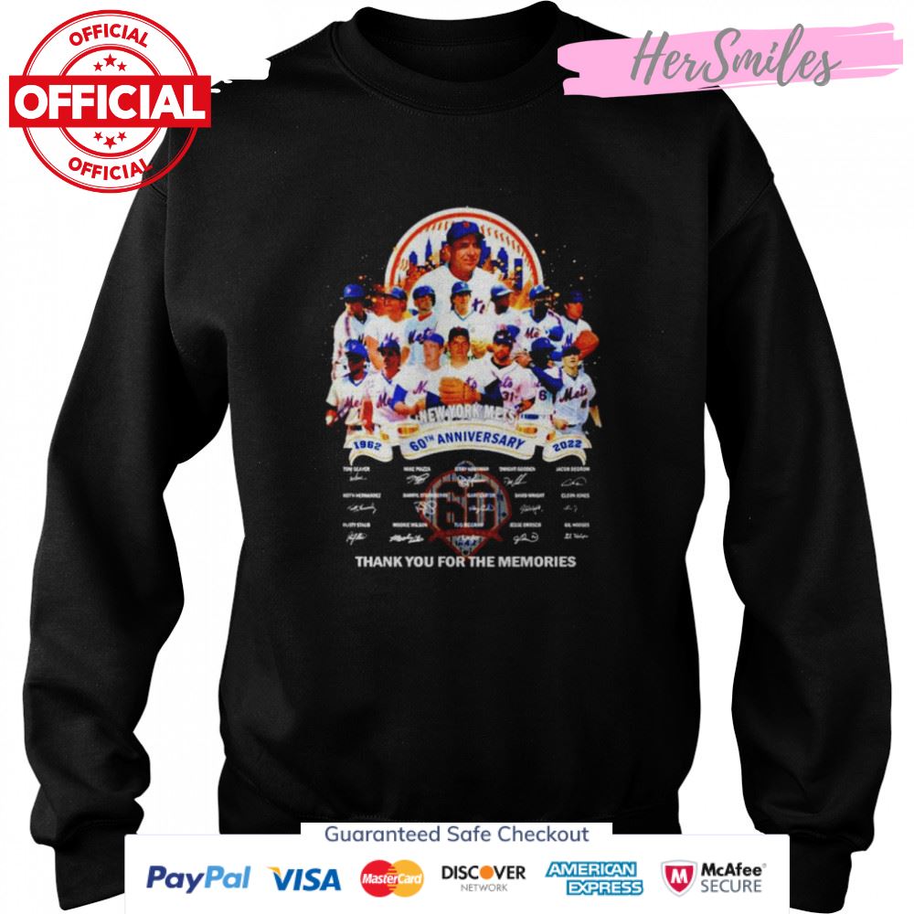New York Mets 60th anniversary 1962 2022 thank you for the memories signatures unisex T-shirt New York Mets 60th anniversary 1962 2022 thank you for the memories signatures unisex T-shirt