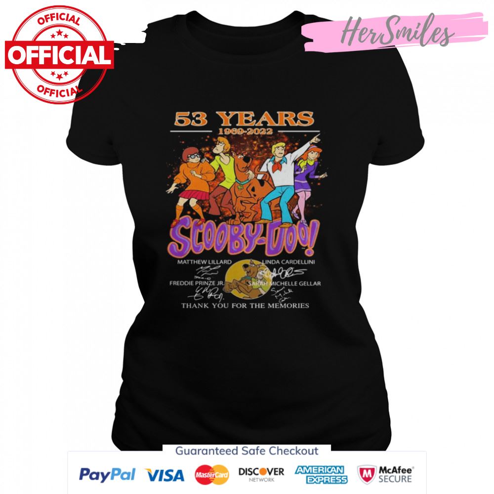 53 Years 1969 2022 Scooby-Doo Signatures Thank You For The Memories Shirt