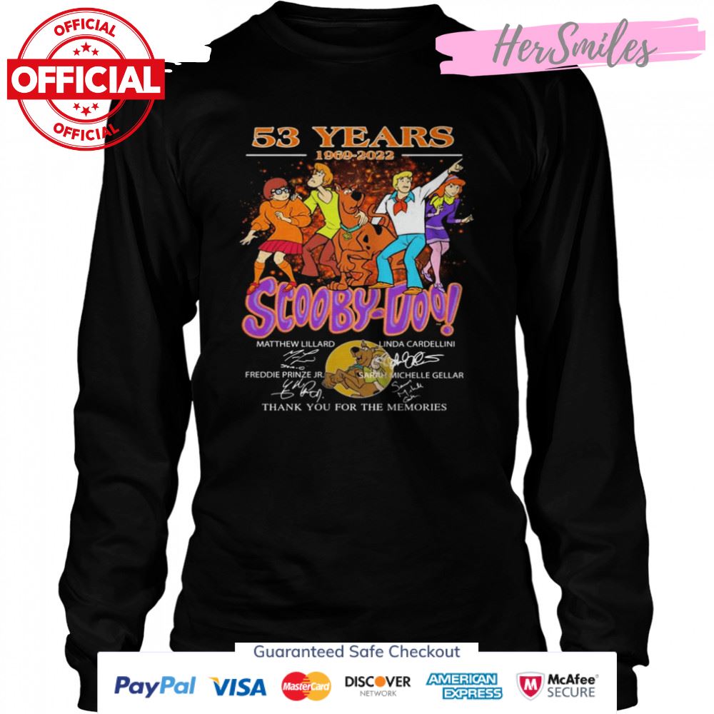 53 Years 1969 2022 Scooby-Doo Signatures Thank You For The Memories Shirt 53 Years 1969 2022 Scooby-Doo Signatures Thank You For The Memories Shirt