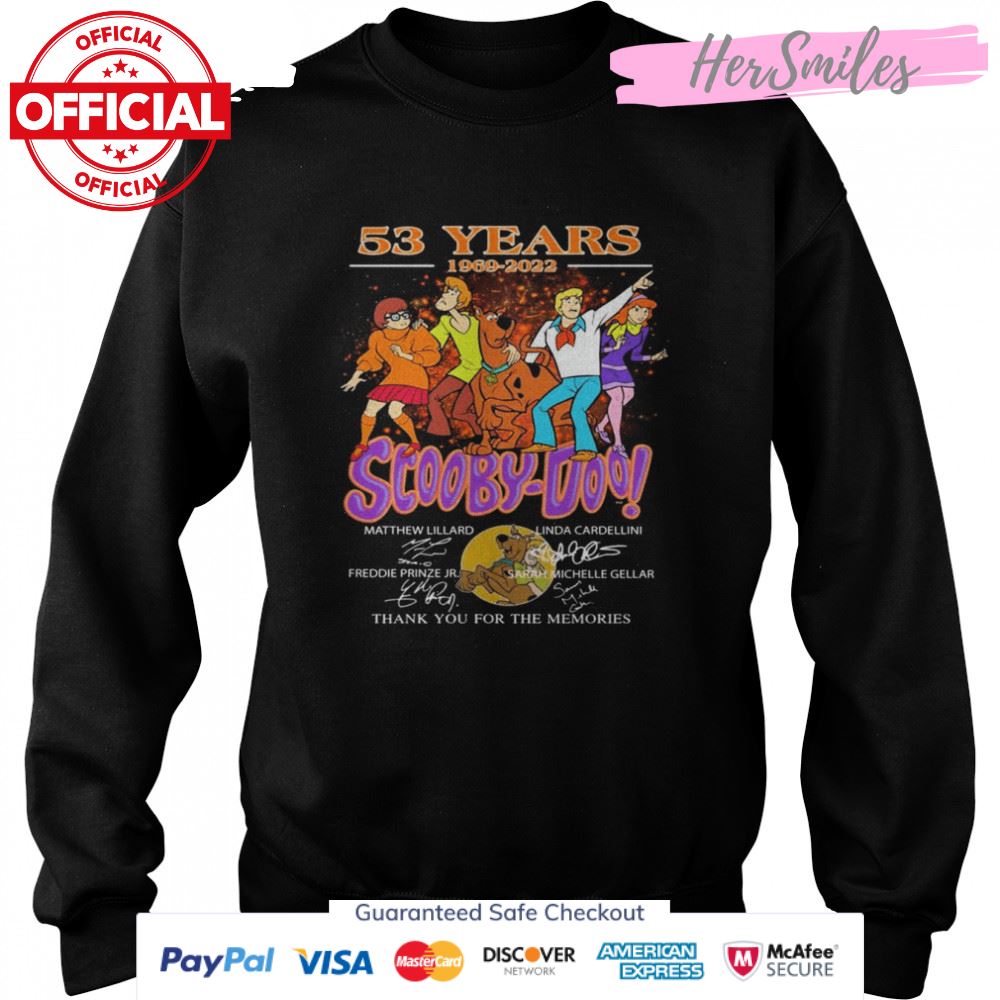53 Years 1969 2022 Scooby-Doo Signatures Thank You For The Memories Shirt 53 Years 1969 2022 Scooby-Doo Signatures Thank You For The Memories Shirt
