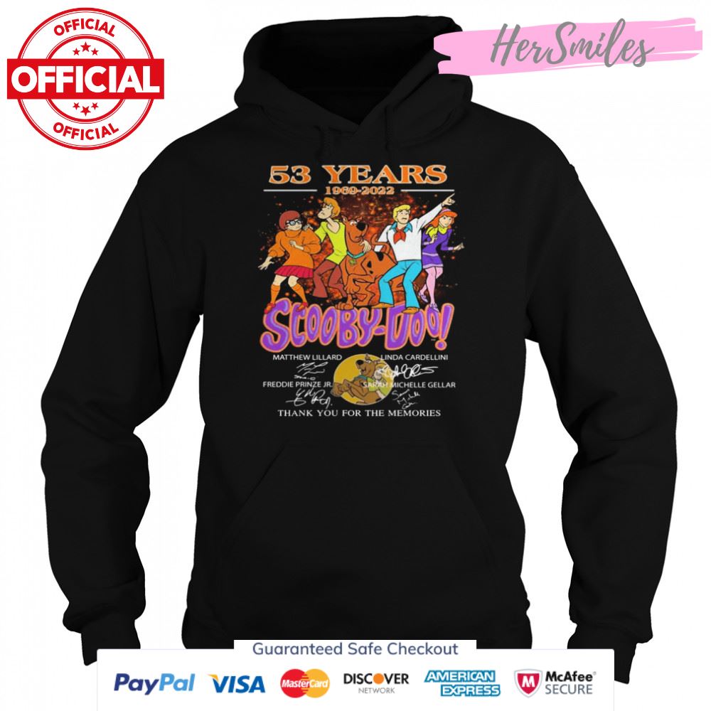 53 Years 1969 2022 Scooby-Doo Signatures Thank You For The Memories Shirt 53 Years 1969 2022 Scooby-Doo Signatures Thank You For The Memories Shirt