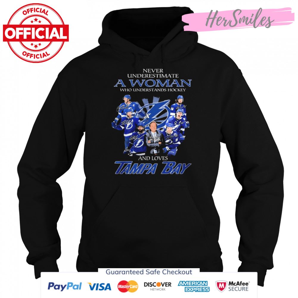 Never Underestimate A Woman Who Understands Hockey And Loves Tampa Bay Champions Signatures Shirt Never Underestimate A Woman Who Understands Hockey And Loves Tampa Bay Champions Signatures Shirt