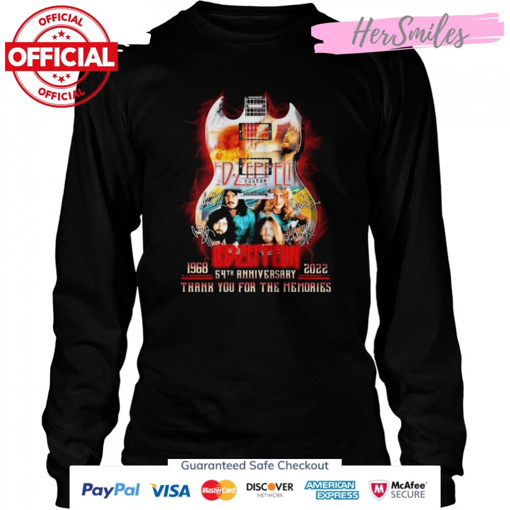 54th Anniversary 1968-2022 Guitar Led-zeppelin Signatures Thank You For The Memories Shirt 54th Anniversary 1968-2022 Guitar Led-zeppelin Signatures Thank You For The Memories Shirt