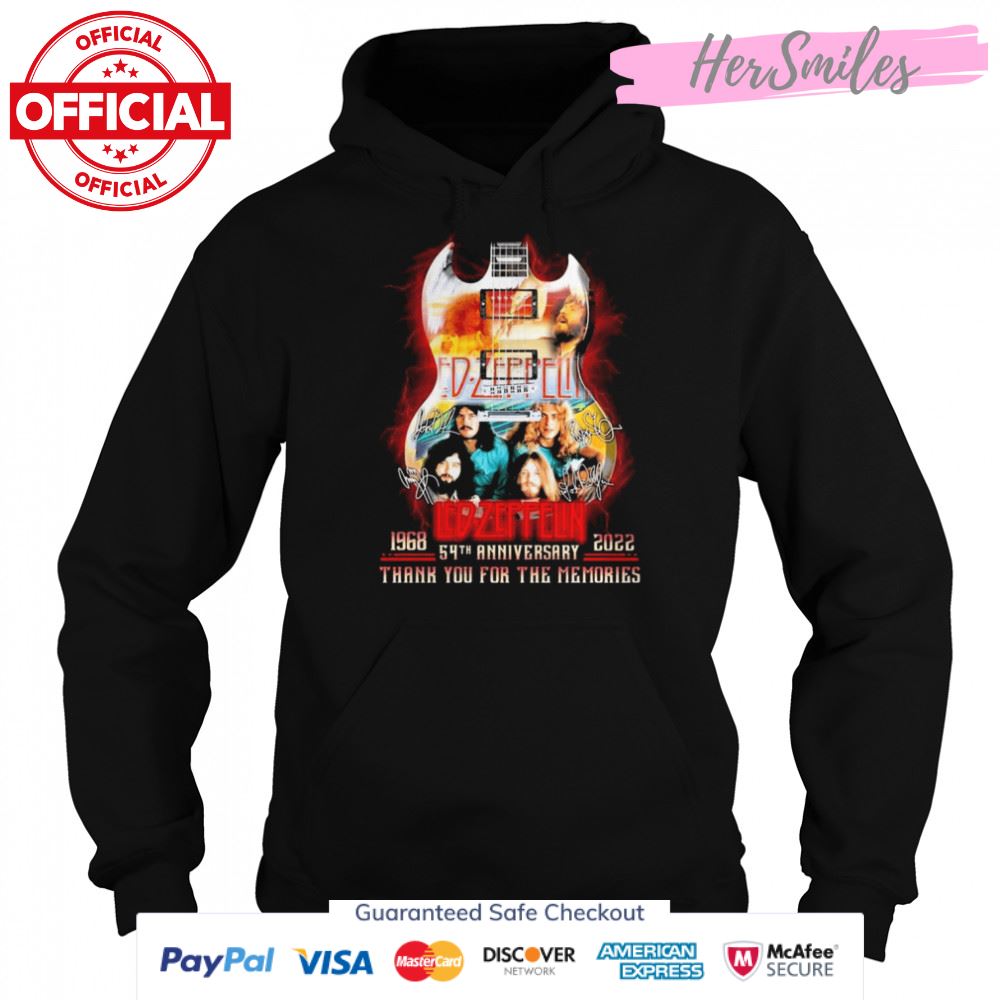 54th Anniversary 1968-2022 Guitar Led-zeppelin Signatures Thank You For The Memories Shirt 54th Anniversary 1968-2022 Guitar Led-zeppelin Signatures Thank You For The Memories Shirt