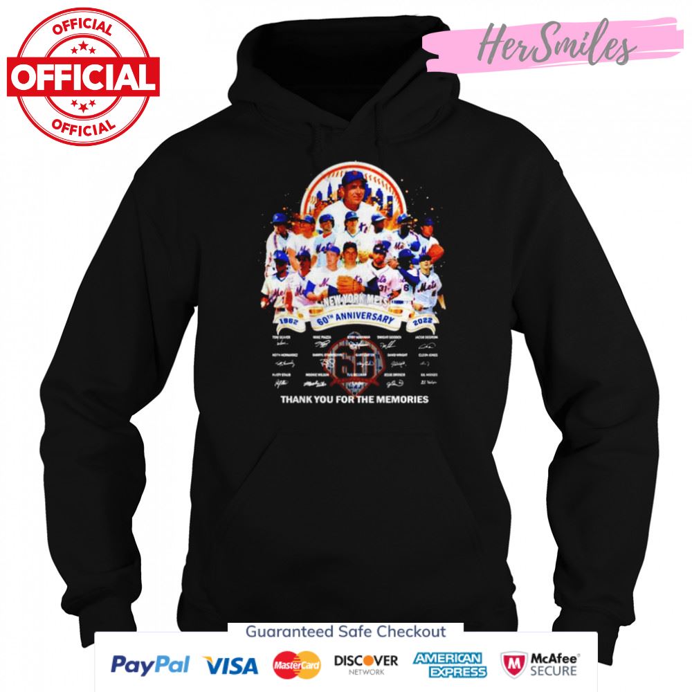 New York Mets 60th anniversary 1962 2022 thank you for the memories signatures unisex T-shirt New York Mets 60th anniversary 1962 2022 thank you for the memories signatures unisex T-shirt