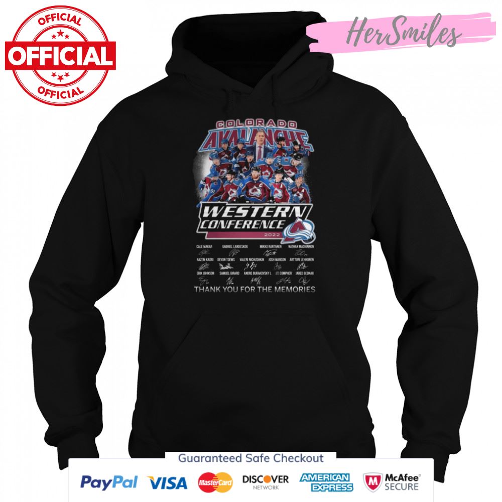 Colorado Avalanche NHL Western Conference 2022 Signatures Thank You For The Memories Shirt Colorado Avalanche NHL Western Conference 2022 Signatures Thank You For The Memories Shirt