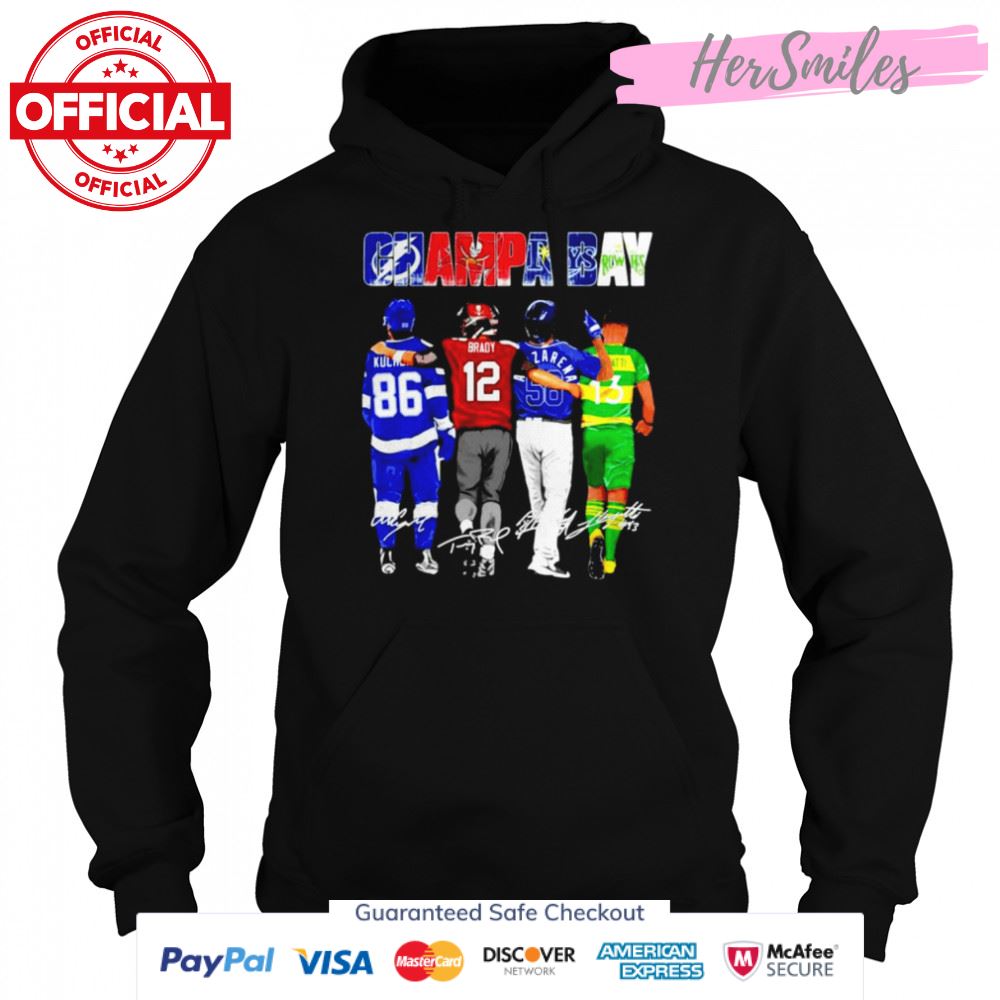 Champa Bay Nikita Kucherov Tom Brady Randy Arozarena and Sebastián Guenzatti signatures shirt Champa Bay Nikita Kucherov Tom Brady Randy Arozarena and Sebastián Guenzatti signatures shirt
