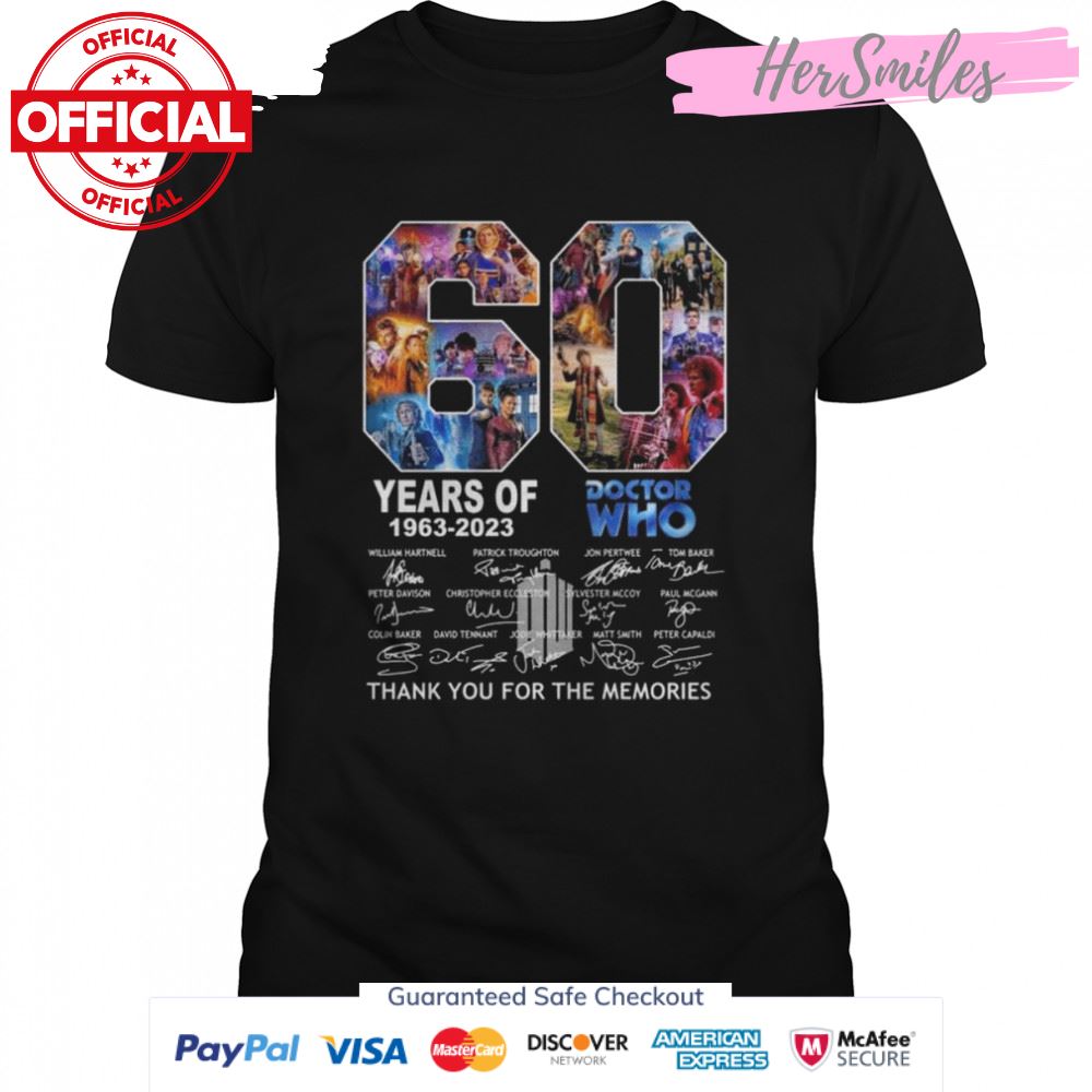 60 years of 1963 2023 Doctor Who thank you for the memories signatures shirt